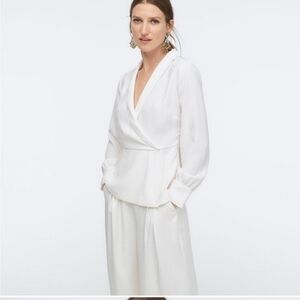 NWT J. Crew Crepe Faux Wrap Top sz 24 ivory AE875